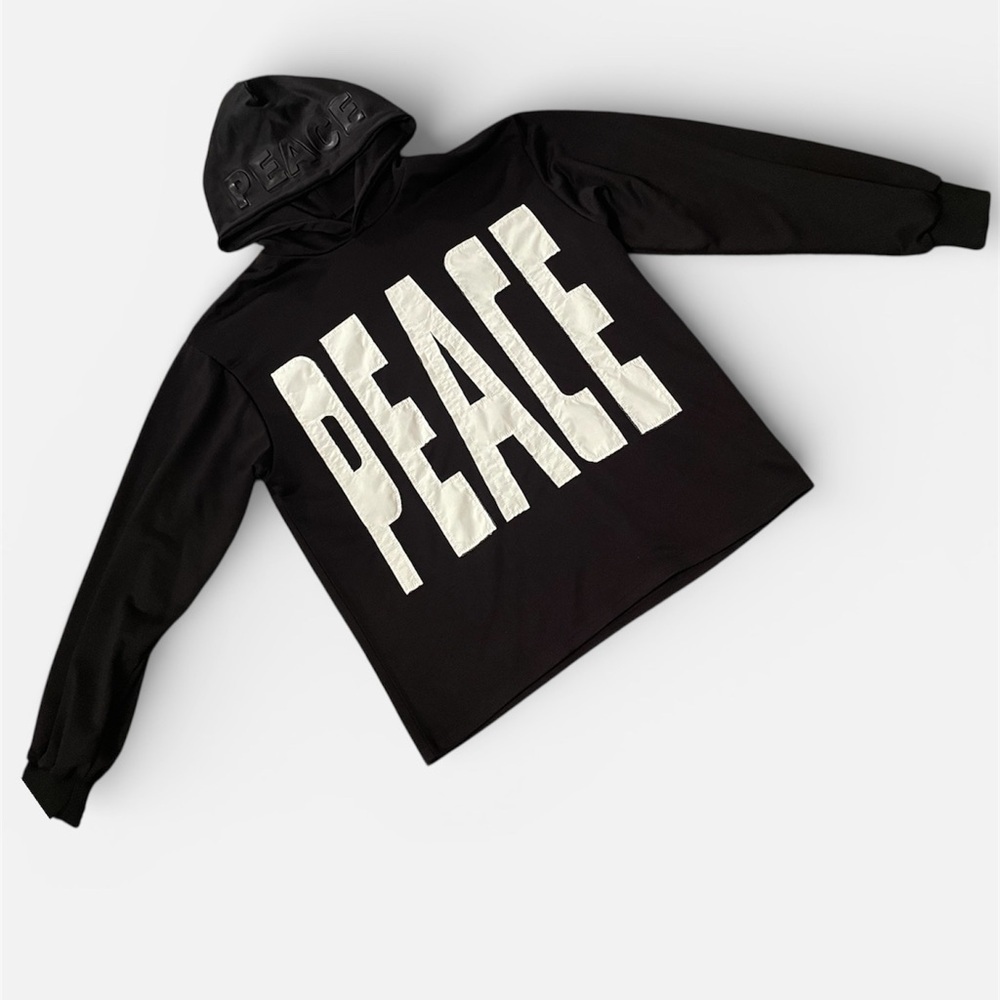 Peace Collective Black PEACE Embossed‎ Hoodie Protect Our Peace Streetwear